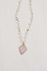 Large Rose Quartz Free Form Gemstone Necklace with Arrow Shaped Rose Quartz Pendant