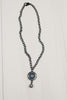 Pave Greek Evil Eye Necklace on Gunmetal Chain