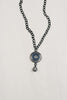 Pave Greek Evil Eye Necklace on Gunmetal Chain