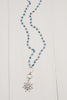 Pave Crystal SS Sun Pendant on Blue Jade Rosary Beads