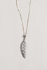 Sterling Silver Pave Feather Pendant on Delicate Necklace