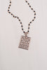 Rose Gold Abstract Pavé Pendant on Delicate Black Spinel Rosary Chain