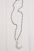 Pave Crystal Crescent Moon on Delicate Royal Blue Lapis Beads