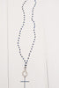 Royal Blue Crystal Cross on Blue Lapis Sterling Silver Rosary Chain Necklace
