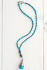 Blue Howlite Tibetan Silver Tear Drop Pendant and Faceted Turquoise Beaded Necklace