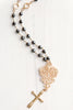 Gold Filigree & Cross Pendant on Hematite and Gold Rosary Chain