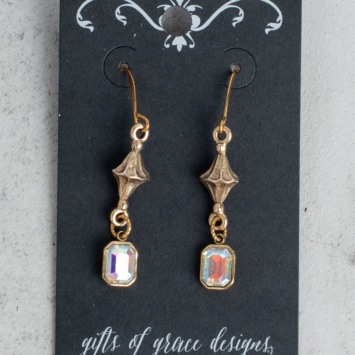 Aurora Borealis Crystal Gold Earrings
