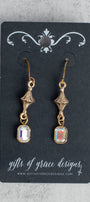 Aurora Borealis Crystal Gold Earrings