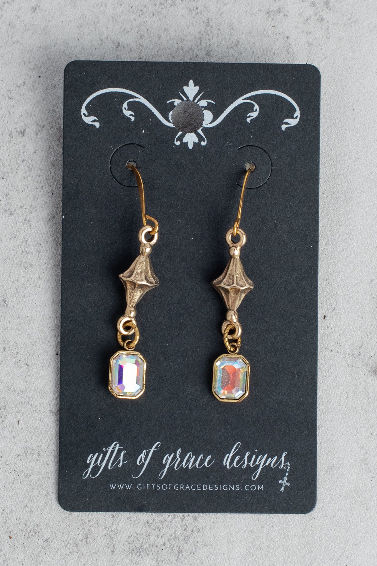 Aurora Borealis Crystal Gold Earrings