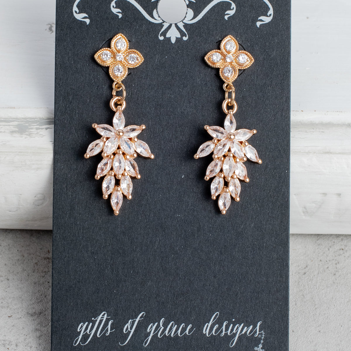 Gold Crystal Cluster Earrings