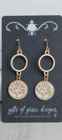 Tree of Life Gold Crystal Earrings