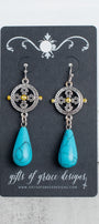 Maltese Cross and Turquoise Howlite Southwestern Earrings