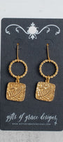 Circle and Fern Gold Earrings