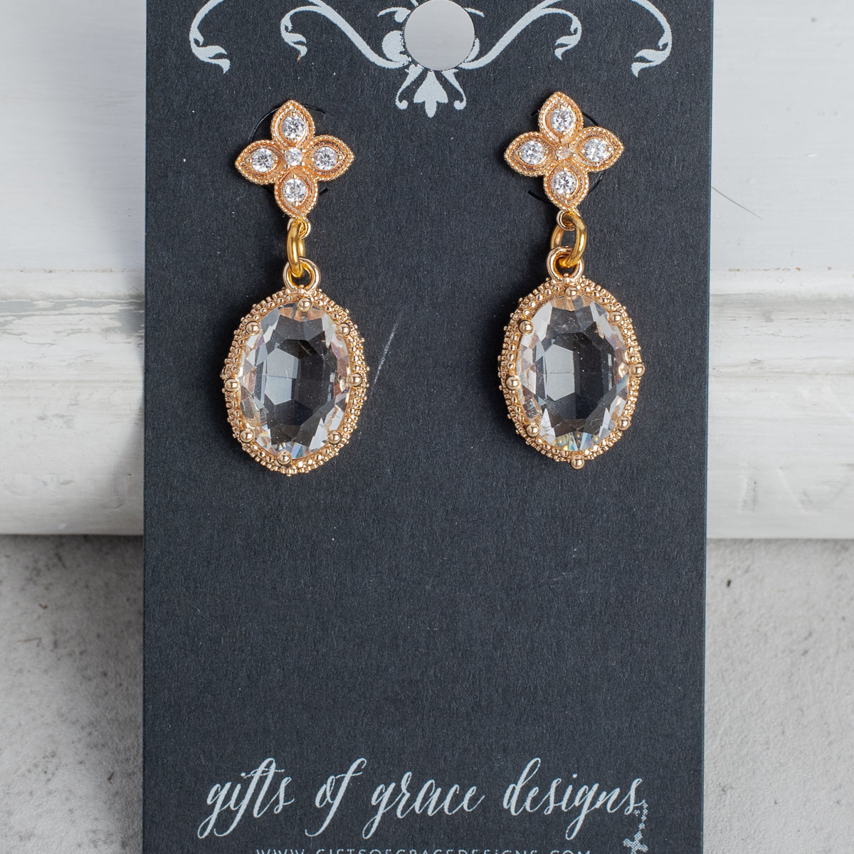 Gold Crystal Drop Earrings