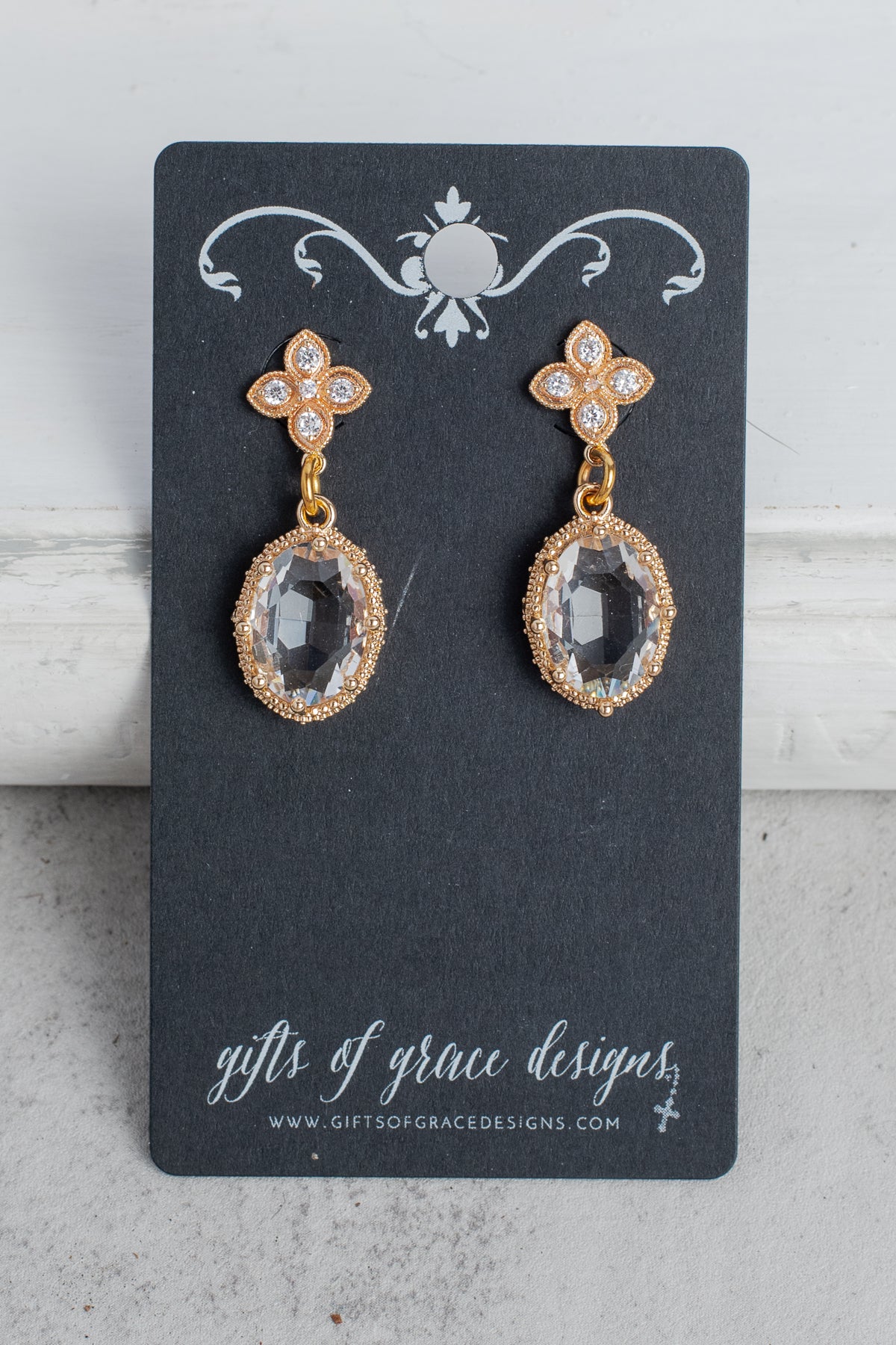 Gold Crystal Drop Earrings