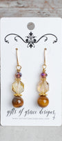 Crystal and Tiger's Eye Jasper Earrings