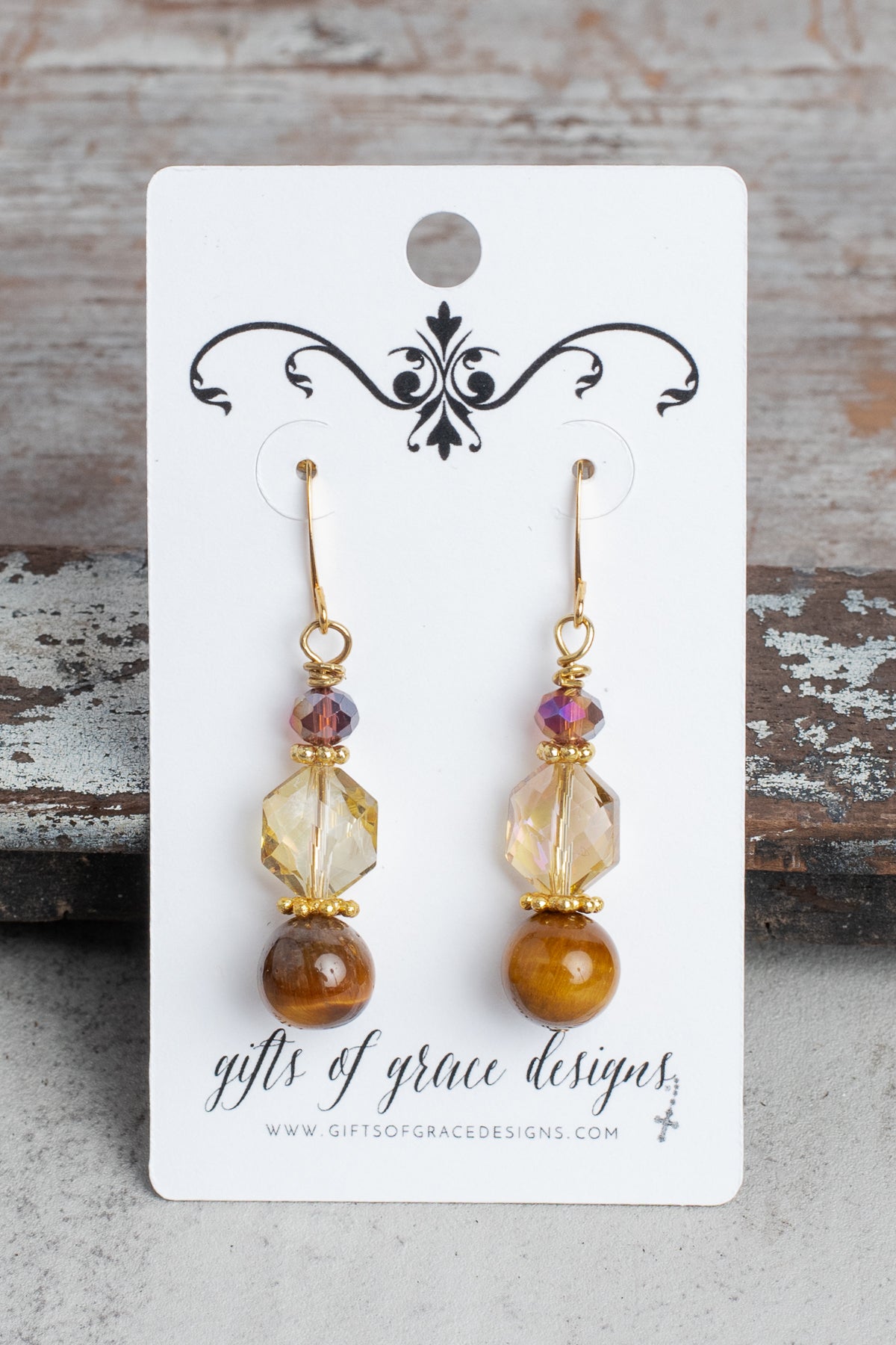 Crystal and Tiger's Eye Jasper Earrings