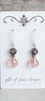 Gray Faceted Freshwater Pearl and Crystal Silver Earrings