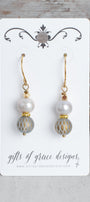 Freshwater Gray Pearl and Crystal Earrings