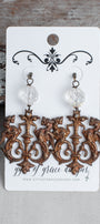 Bronze Coat of Arms Filigree with Austrian Crystal Earrings