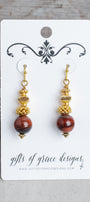 Tiger's Eye Jasper Gold Earrings