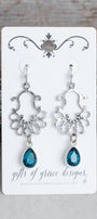 Silver Scroll Filigree with Turquoise Tear Drop Earrings