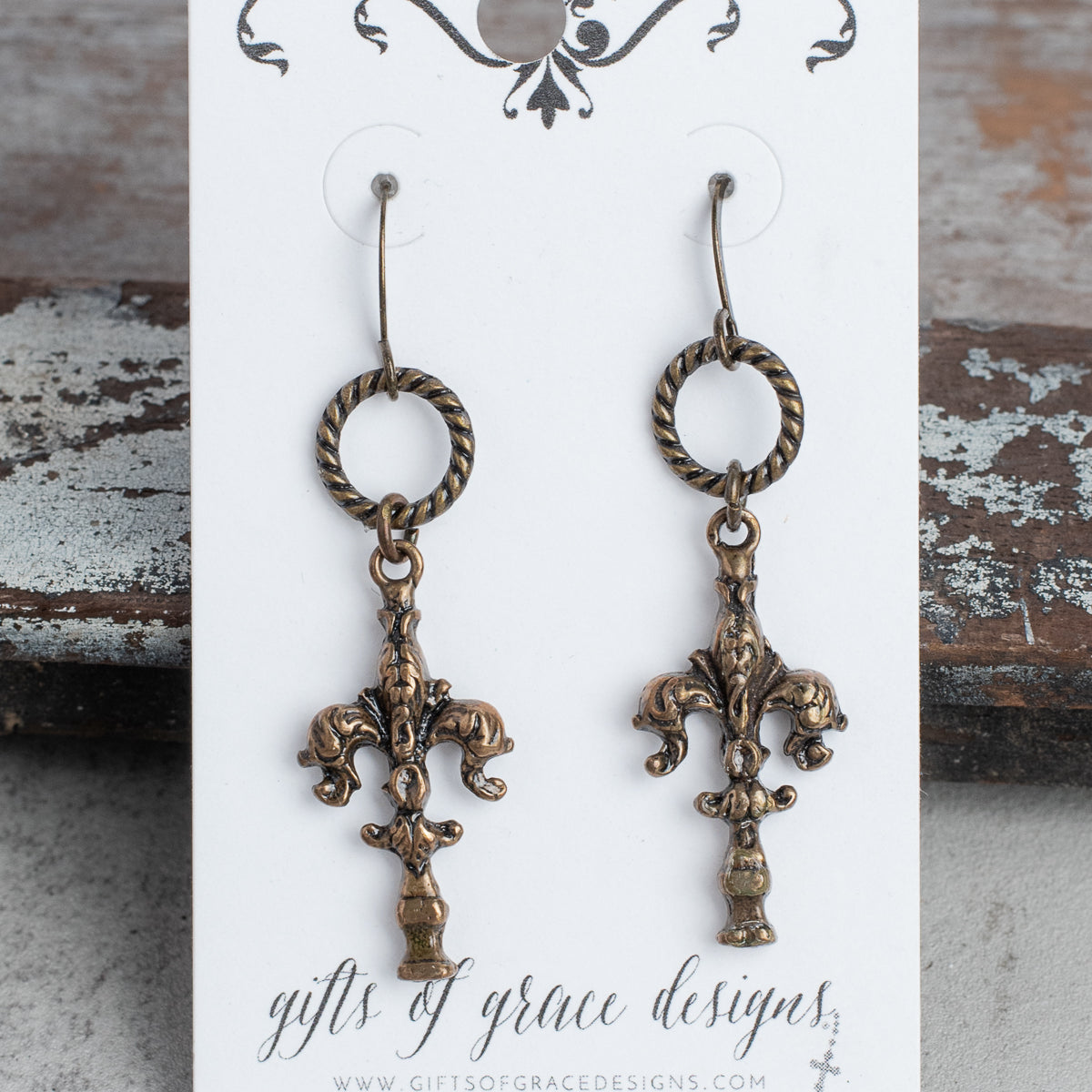 Bronze Fleur de Lis Earrings
