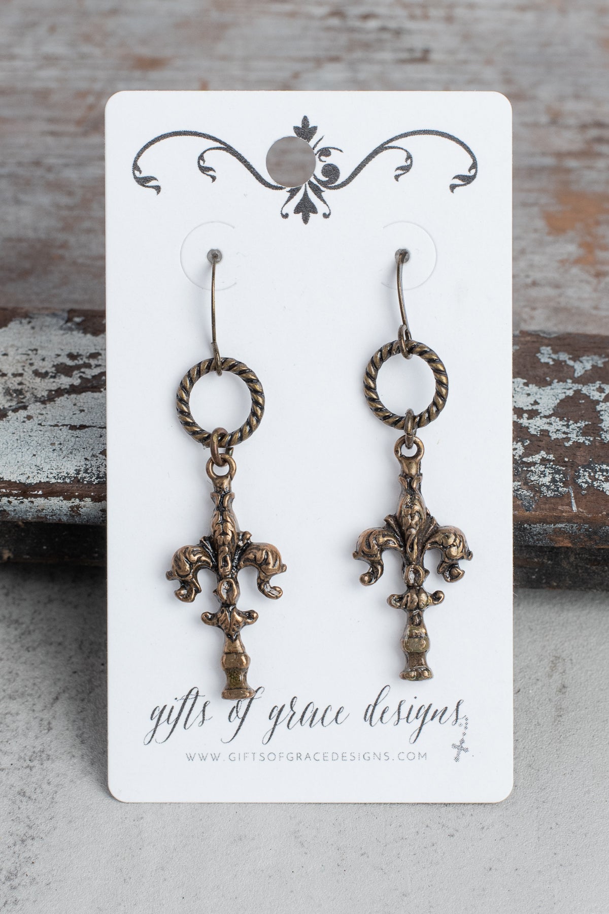 Bronze Fleur de Lis Earrings