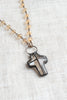 Hand-Soldered Large Crystal Cross Pendant on Amber Peach Faceted Crystal Rosary Chain