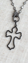 Black Micro-Pavé Cross & Diamond-Cut Crystal Convertible Necklace
