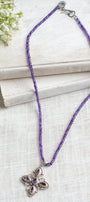 Sterling Silver Filigree Amethyst Cross Pendant on a Faceted Amethyst Strand Necklace