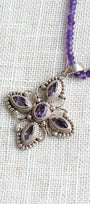 Sterling Silver Amethyst Filigree Cross on a Faceted Amethyst Necklace