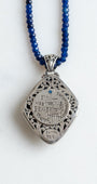 Bali Style Diamond Shaped Blue Quartz Filigree Pendant on Beaded Blue Jade Necklace