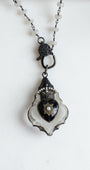 Heart and Crown on a Hand Soldered Chandelier Crystal Pendant on a Moonstone Rosary Chain
