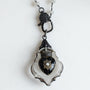 Moonstone Rosary Chain & French-Inspired Heart and Crown Pendant Necklace
