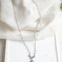 Ornate Turquoise Sterling Silver Christian Cross Pendant on a Crysal Rosary Chain Necklace