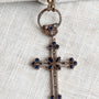 Turkish Sterling Silver Blue & White Pavé Crystal Cross Necklace