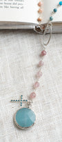 Amazonite, Morganite, Lepidolite & Pearl Pavé Cross Y-Necklace