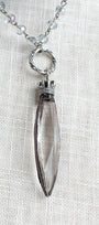 Hand-Soldered Crowned Crystal & Gunmetal Rosary-Style Long Necklace