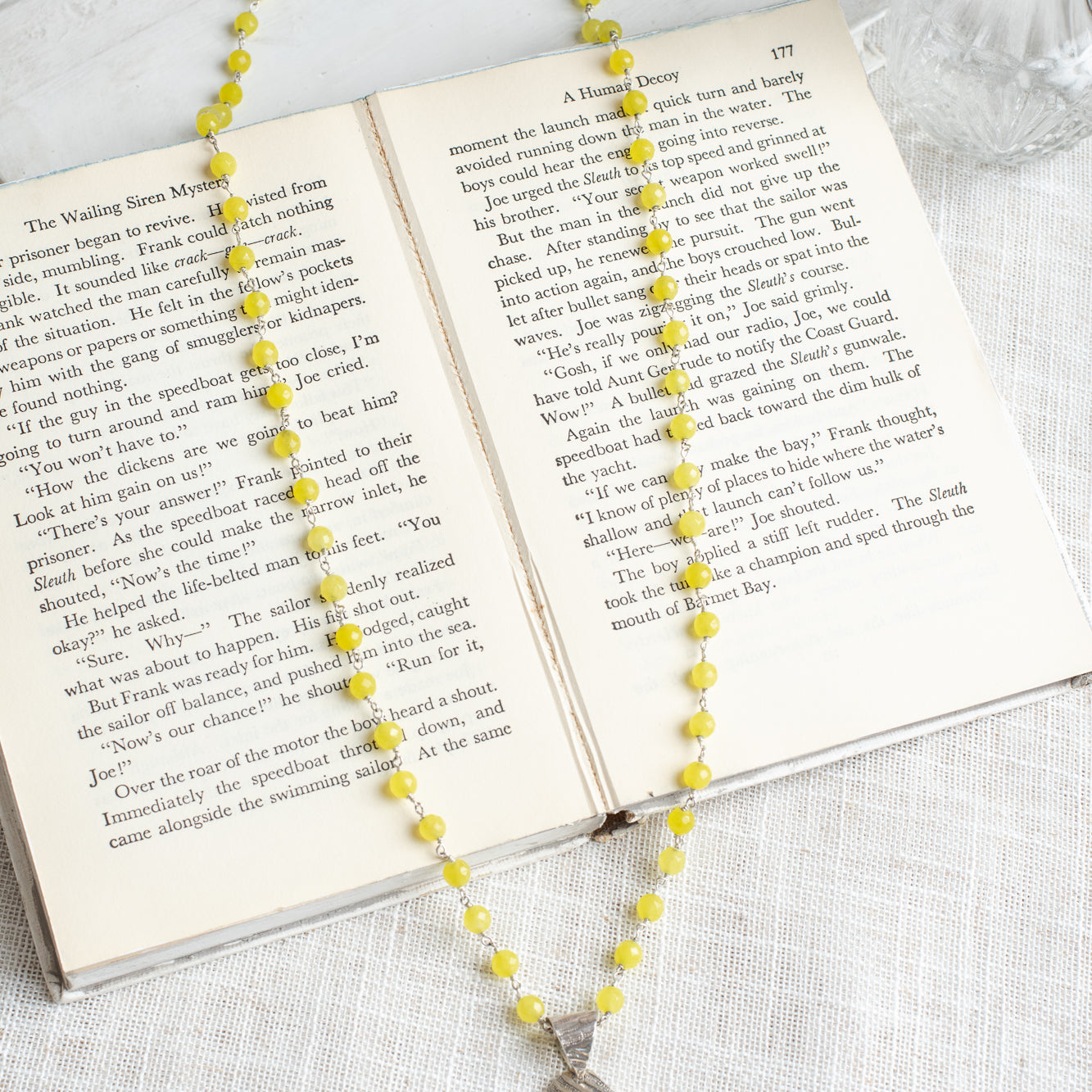 Vintage Citrine Pendant Necklace on Yellow Jade