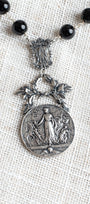 French République Française Pendant & Black Onyx Rosary Chain Necklace