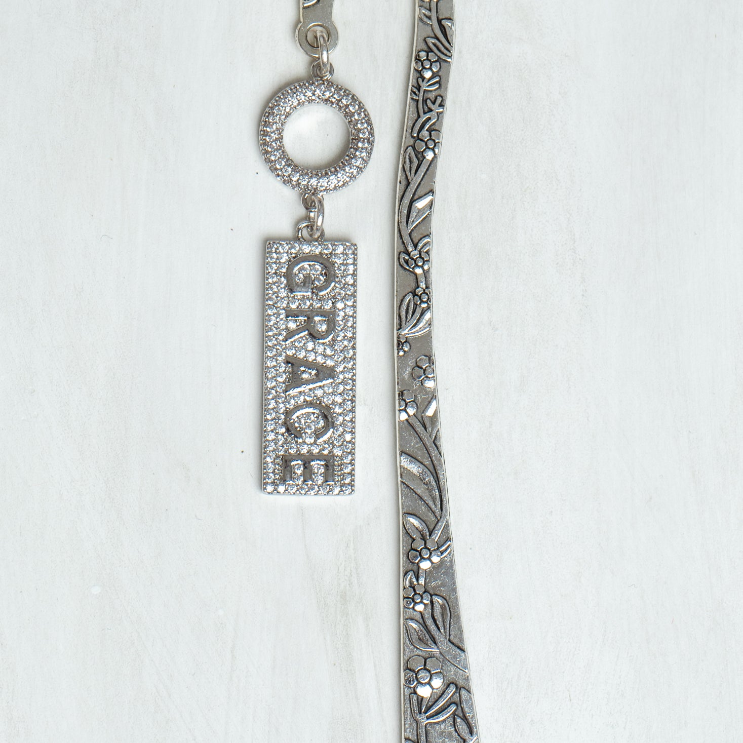GRACE Custom Shepherd's Hook Metal Christian Bookmark with Pave Crystal