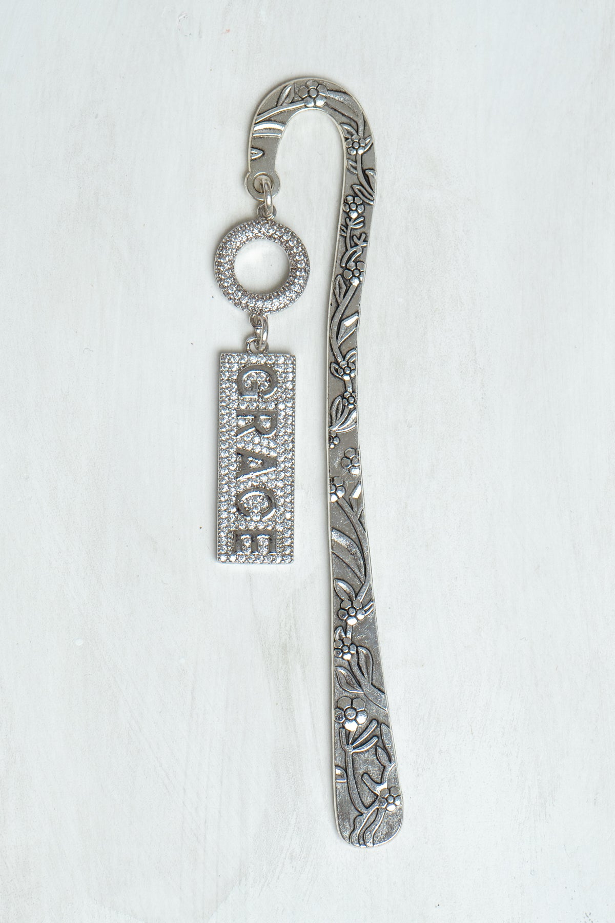 GRACE Custom Shepherd's Hook Metal Christian Bookmark with Pave Crystal