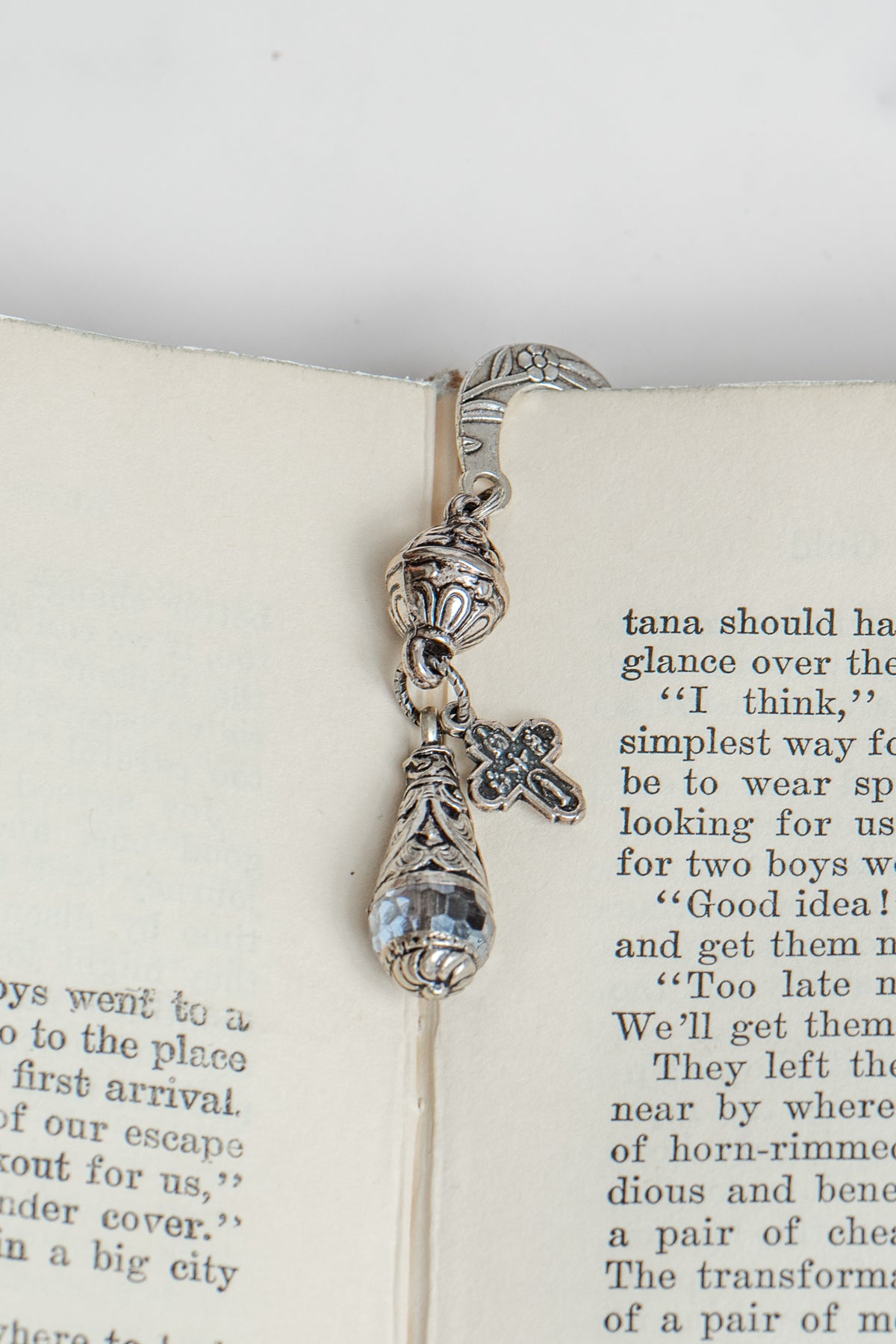 Floral Shepherd’s Hook Cross & Crystal Christian Bible Bookmark