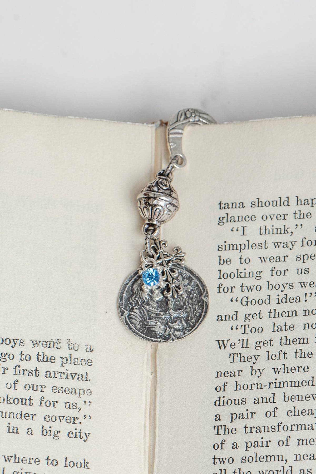 Joan of Arc Medal on Custom Silver Tone Metal Shepherd's Hook Bookmark
