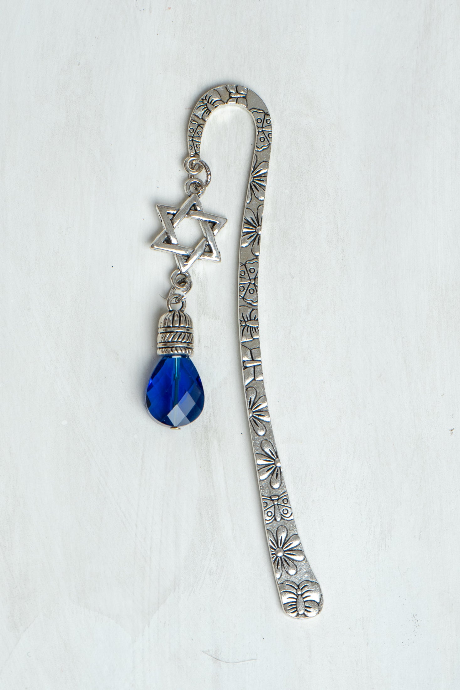 Star of David Crystal Custom Silver Shepherd's Hook Bookmark