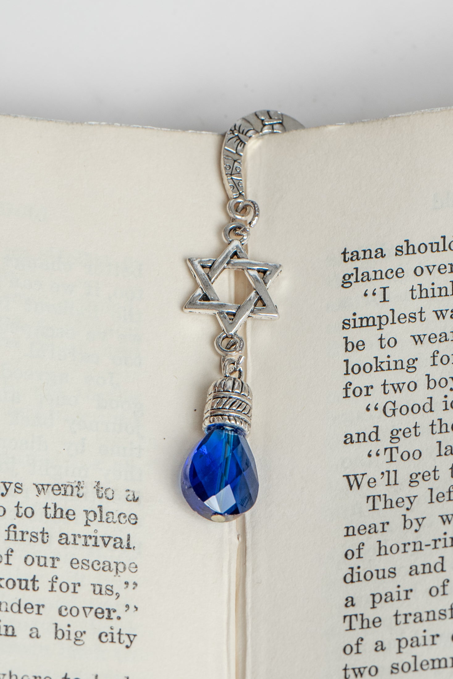Star of David Crystal Custom Silver Shepherd's Hook Bookmark