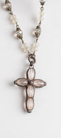Hand Soldered Crystal Cross on Fancy Crystal Rosary Chain Necklace