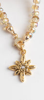 Swarovski Crystal Flower & Gold Crystal Convertible Necklace