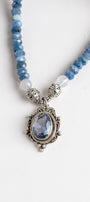 Sterling Silver Blue Quartz Pendant on a Blue Apatite Necklace